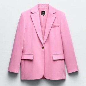 🔥🔥🔥Light Pink Zara Tailored blazer with shoulder pads